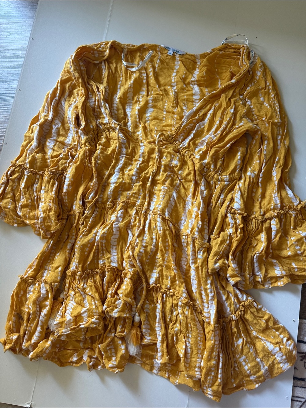 Women’s Yellow Tie-Dye Tiered dress